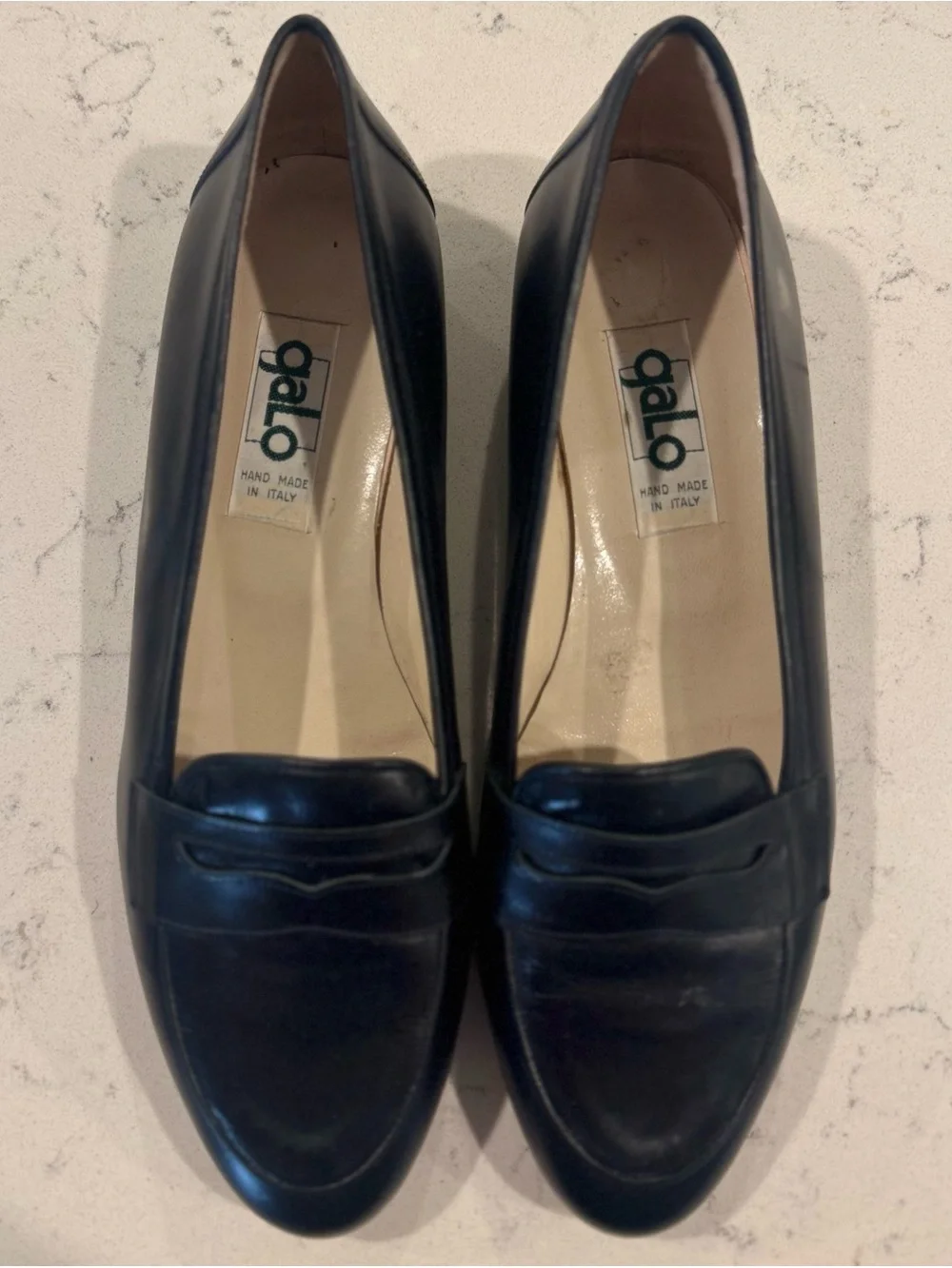 NWOB Vintage GALO Italy Black Leather Loafers Shoes Slip-on Size 41